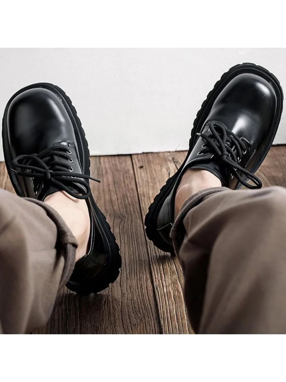 Stylish Men's Leather Oxfords - Chunky Heel, Lace-Up, Non-Slip, Comfortable